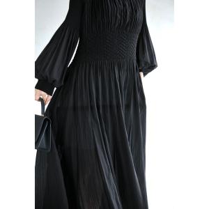 cawaii ワンピース （黒）アシンメトリーな重なるフレアデザインロング