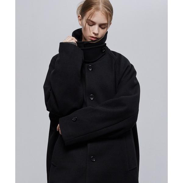 ステンカラーコート コート ビーバーメルトン オーバーサイズ ロングステンカラーコート/ラグランルー...