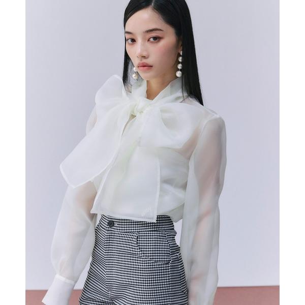 ブラウス シャツ ボウタイシアーブラウス レディース