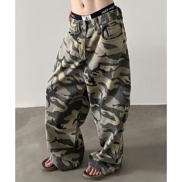 スウェットパンツ ジャージ カモフラージュ 迷彩 ワイド スラックス パンツ メンズ レディース