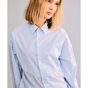 ブラウス シャツ イカ胸ストライプシャツ「MADE IN JAPAN」 レディース