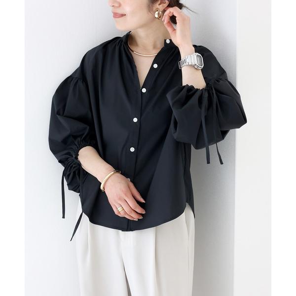 ブラウス シャツ 袖リボン前開きシャツブラウス レディース