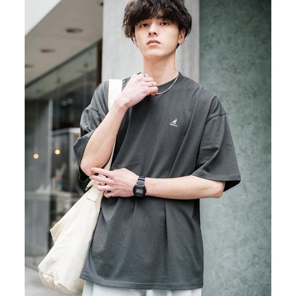 tシャツ KANGOL 別注コラボ ワンポイントロゴ刺繍半袖クルーネックTシャツ 無地/リンガーネッ...