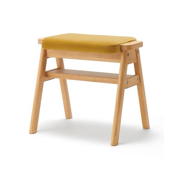 家具 再生ポリエステル混　木製スタッキングスツール　マスタード　幅４９．３×奥行３７×高さ４４ｃｍ