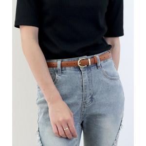 ベルト アンティークゴールドホースシューバックルレザーベルト レディース