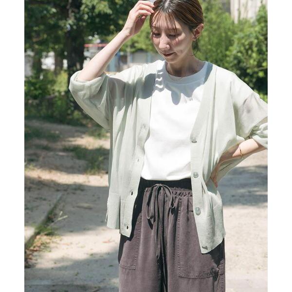 カーディガン シアーVネックニットカーディガン レディース