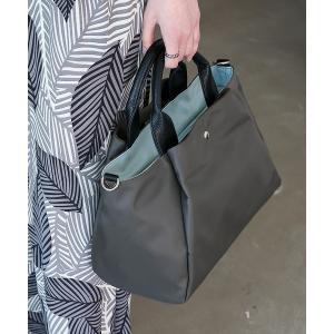 トートバッグ ツートーンナイロン2wayトートバッグ バイカラー 3スペース収納 超軽量 通勤バッグ 大容量 ショルダーバッグ B5 レディース