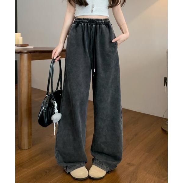 スウェットパンツ ジャージ 韓国 古着風  ピグメント ワイド スウェット トレーナー イージー ル...