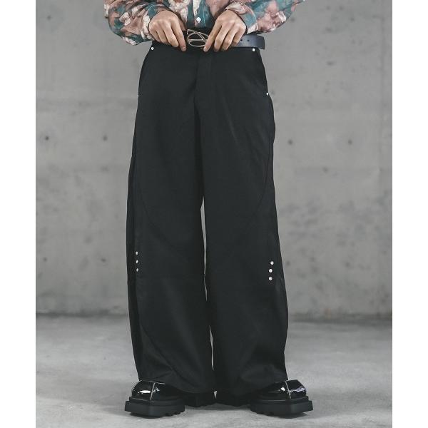 スラックス Curved silhouette over wide slacks pants / カ...