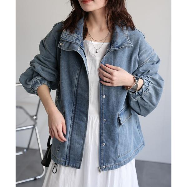デニムジャケット gジャン デニムブルゾン / ウォッシュ加工デニムジャケット レディース