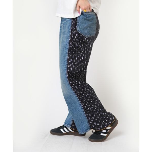 ジーンズ デニム デニムパンツ R4341 プリーツコンビワイドストレート レディース