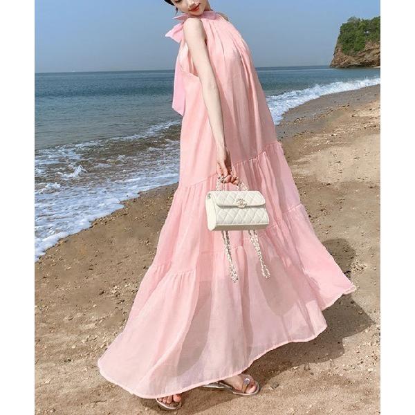 ドレス ネックリボンリゾートドレス