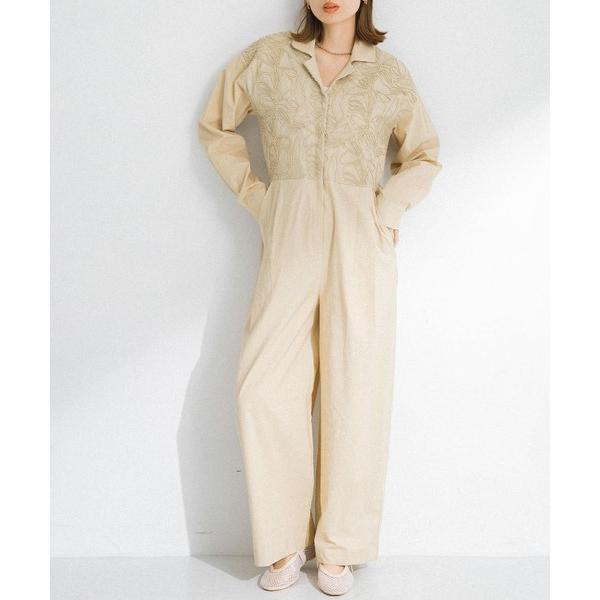 サロペット オーバーオール エンブロイダリーオールインワン レディース