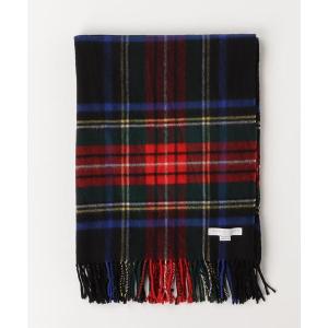 「Johnstons of Elgin」 チェック柄ストール - ネイビー レディース