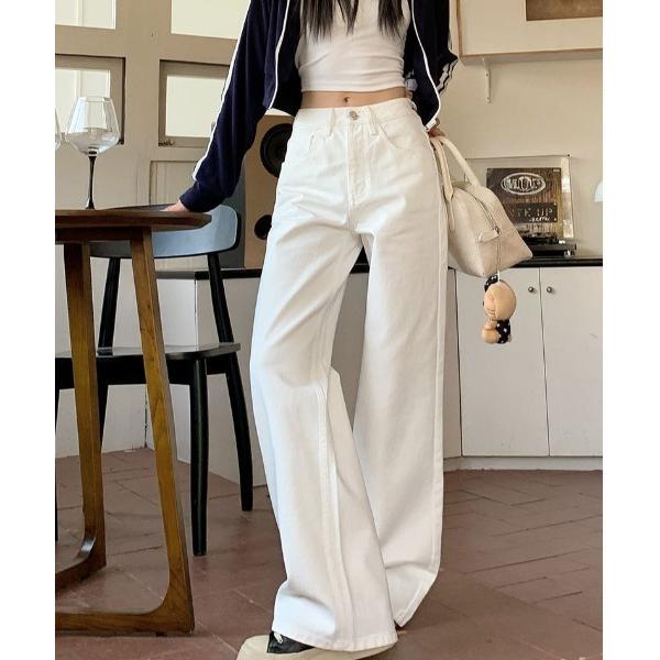 ジーンズ デニム デニムパンツ リラックスホワイトデニム レディース