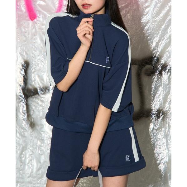 tシャツ SHRITAロゴハーフジップ半袖プルオーバー キッズ 子供服 女の子