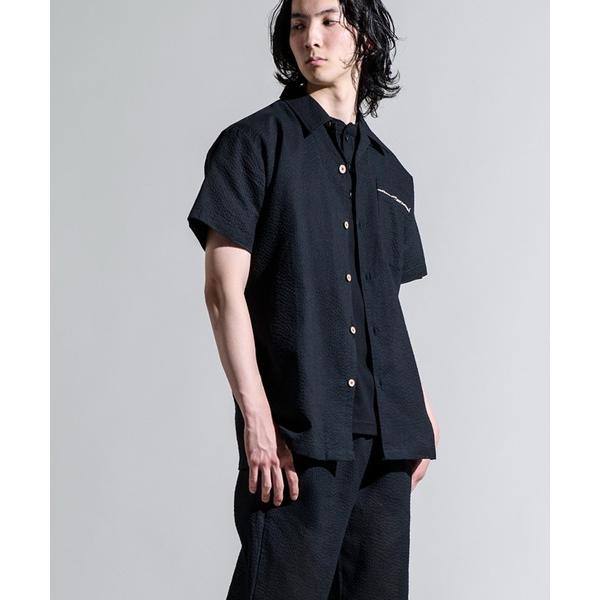 パジャマ 3D7 シジラ織 甚平 シャツ 半袖 半ズボン 衿付き ルームウェア 部屋着 メンズ レデ...