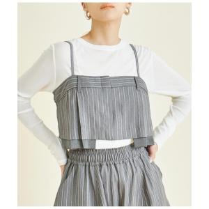 キャミソール ヘリンボーン ストライプ レイヤード キャミソール