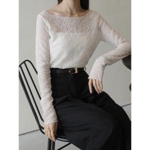 ブラウス シャツ クラシックレースシアートップス/アイボリー レディース