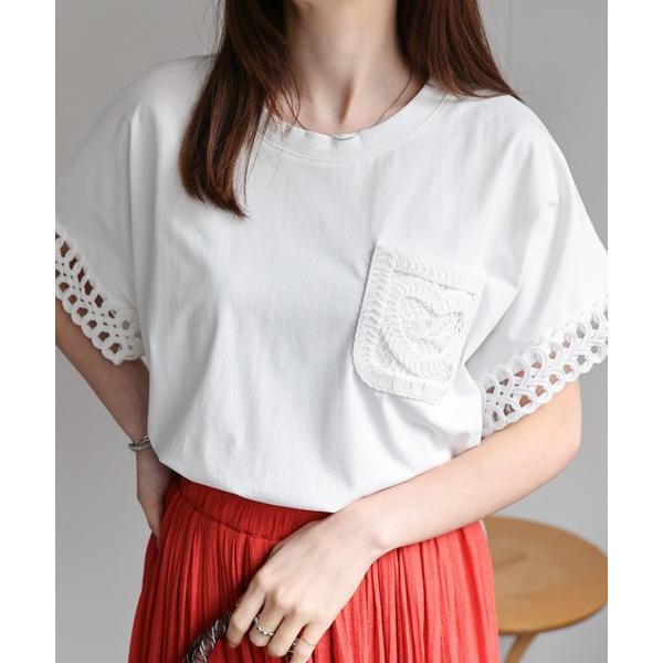 tシャツ 「レディース商品」バテンレースポケットTシャツ レディース