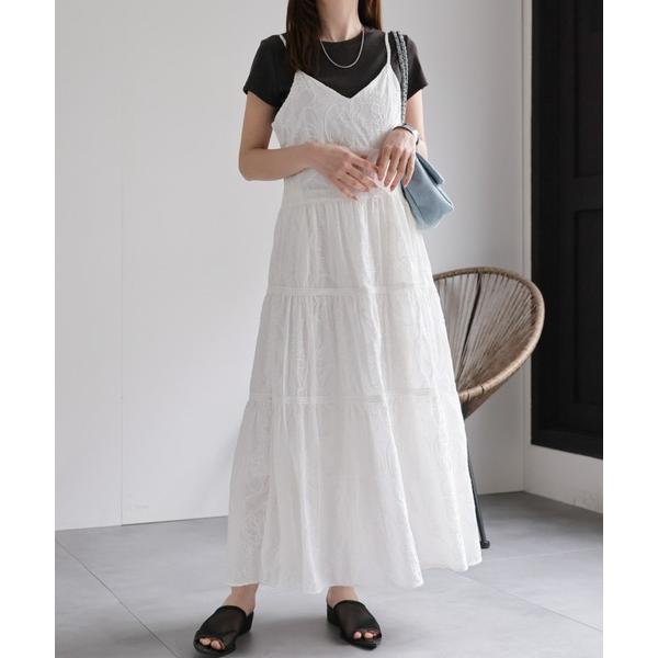 ワンピース 「レディース商品」コットンライクレースティアードキャミワンピ