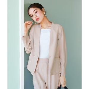 セレモニースーツ スーツ 洗濯機OK・接触冷感「 着心地軽やか♪ライトウェイト 」さらさらオックス・内ポケット付カラーレスジャケット レディース