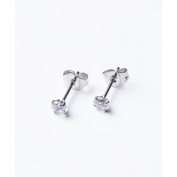ピアス 4mm ジルコニア ステンレスピアス / ペア ワンポイントピアス レディース メンズ