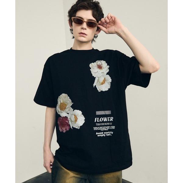 tシャツ Retro flower design 8oz short sleeve T-shirt ...