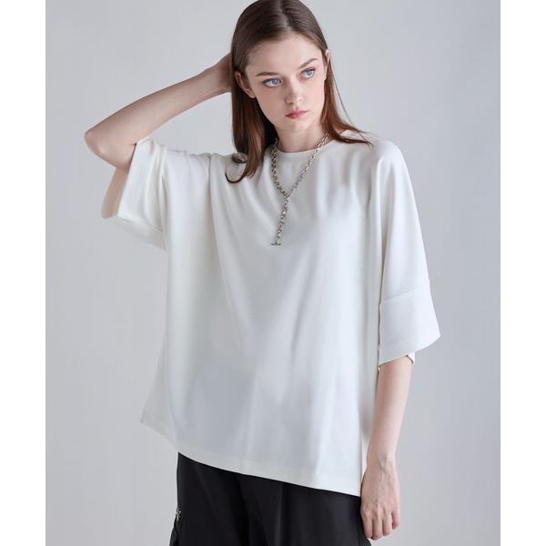 tシャツ カットジョーゼットリラクシング5分袖ドレープドルマンTシャツ メンズ レディース