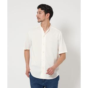 シャツ 半袖 「WEB限定 WARDROBE SMART」ドレープ  バンドカラー スキッパーシャツ メンズ