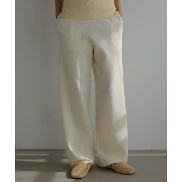 パンツ ソフトシアーワイドニットパンツ レディース