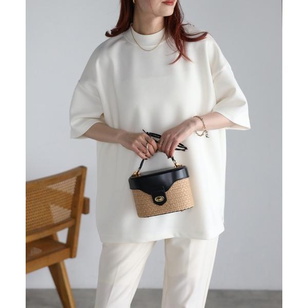 tシャツ 「Fizz/フィズ」　モックネックゆったりダンボール半袖Tee レディース