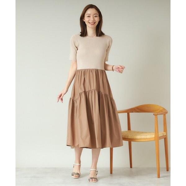 ワンピース 「手洗い可」ニットドッキングワンピース