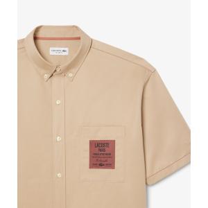 シャツ 配色ステッチ シルクブレンド ネームパッチボタンダウン 半袖シャツ メンズ レディース