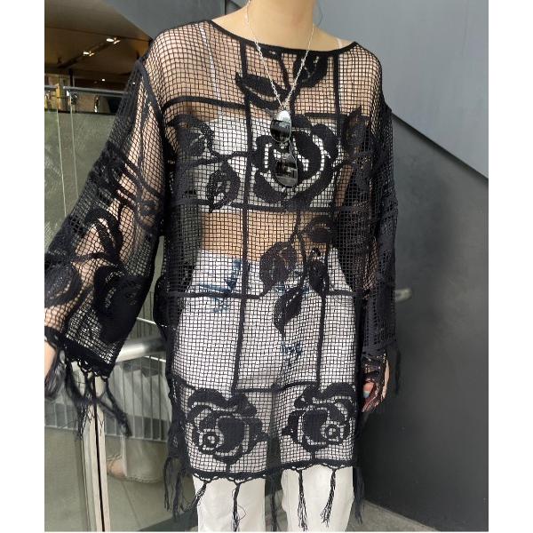 tシャツ MEDI LOOSE MESH FLOWER KNIT TOPS レディース