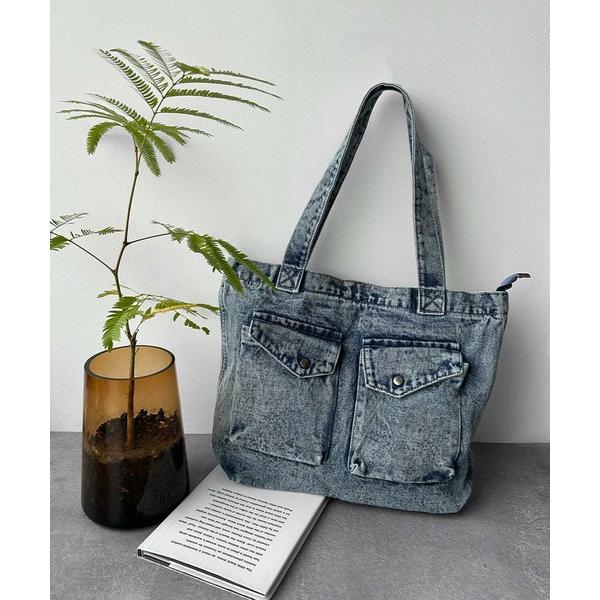 トートバッグ 大容量 デニム トートバッグ レディース