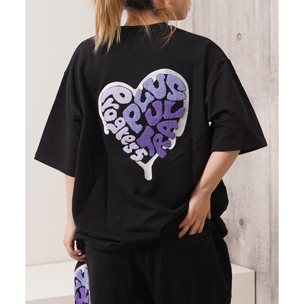 tシャツ ハート サガラ刺繍 スウェットTシャツ「セットアップ可能」/ Heart Sagara E...