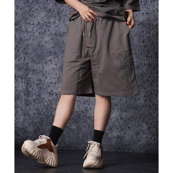 パンツ クロスエンボス スウェットショーツ「セットアップ可能」 / Cross-embossed s...