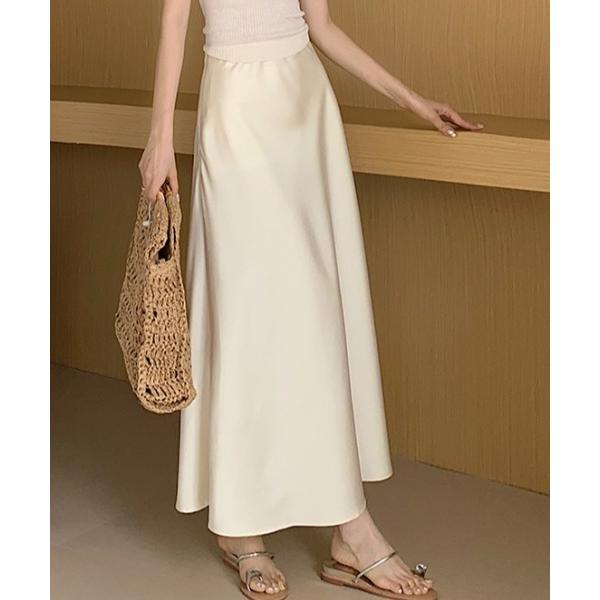 スカート 光沢あるハイウエストマーメイド フィッシュテールススカート