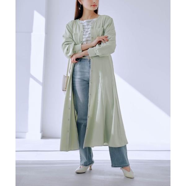 ワンピース スキッパーネックマチフレアとろみワンピース 「低身長・小柄女性」