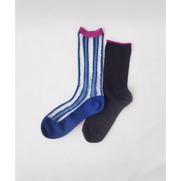 靴下 レイヤードソックス　ストライプ レディース