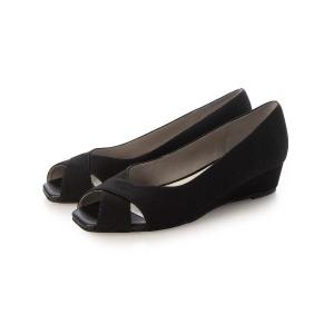 パンプス クロスオープントゥハーフウエッジパンプス