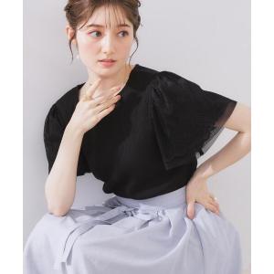 tシャツ 「二の腕カバー・通勤」レース袖テレコトップス レディース