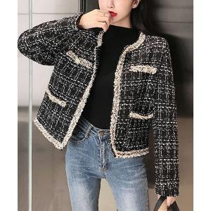 「Grandeir」 ツイードジャケット M ブラック レディース