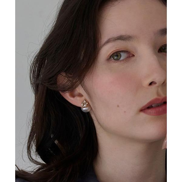 ピアス クラシカルパール×ビジューバックキャッチピアス/大ぶり/存在感/主役級 レディース