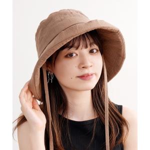 帽子 ハット リネンエッジアップハット・ストラップ付き レディース