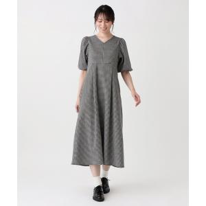 ワンピース サッカーチェックVネックワンピース