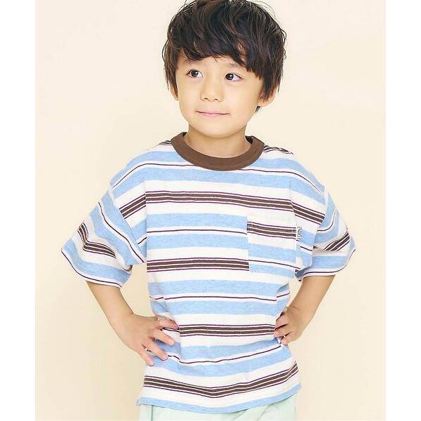 tシャツ 「ジュニア対応」マルチボーダーワイド半袖Tシャツ キッズ 子供服 男の子 女の子