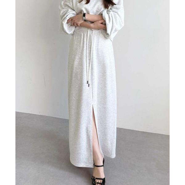 スカート フロントスリットスウェットナロースカート