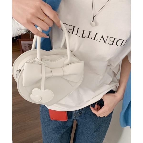ハンドバッグ Faux leather ribbon bag / ２WAY フェイクレザーバッグ ハ...